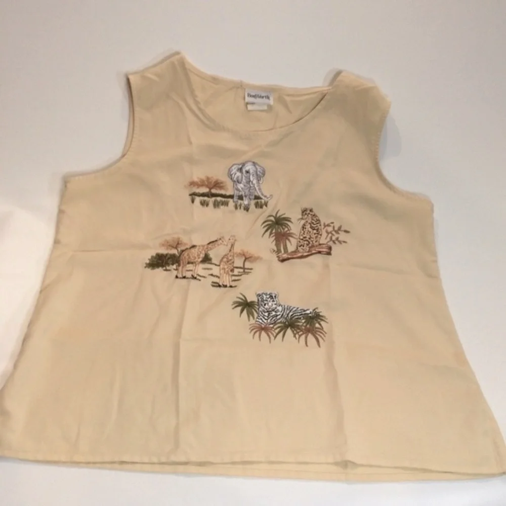 Bon Worth | Embroidered Animals on Tan Sleeve Desert Nature Safari - Picture 2 of 9